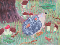 Ёжик в осеннем лесу
