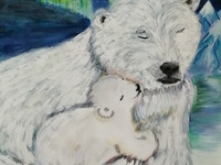 зима, белые медведи